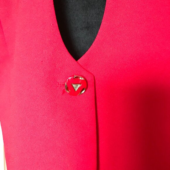 Pride & Joy 70s Geometric Blazer: Vintage Red Jacket Gold Dots, Plus Size 22W - Picture 8 of 9